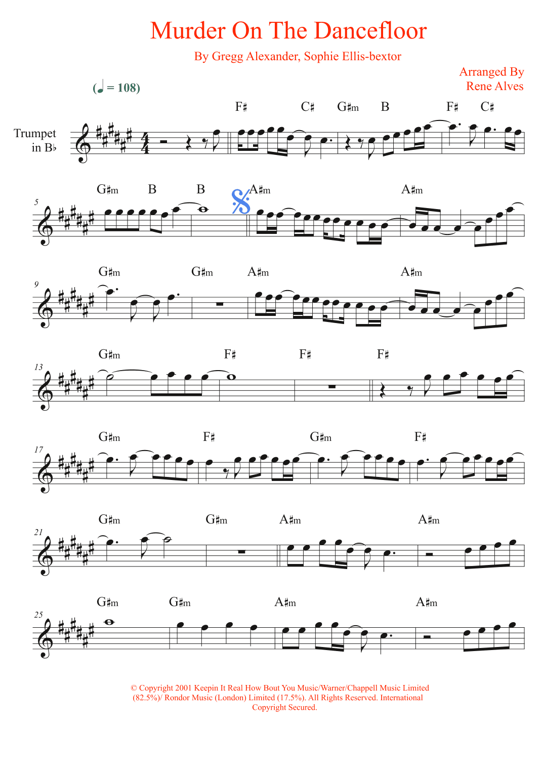 Murder On The Dancefloor (arr. Rene Alves)
