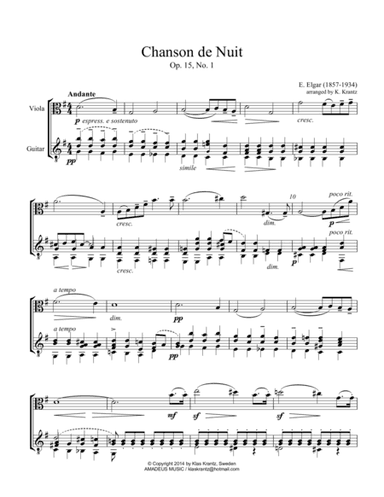 Chanson de nuit for viola and guitar (arr. K. Krantz)