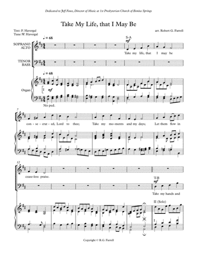 Take My LIfe that I May Be (arr. Robert G. Farrell)