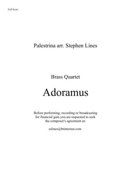 Adoramus - Brass Quartet (arr. Stephen Lines)