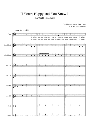 If You're Happy And You Know It - For Orff Ensemble (arr. Yvonne Johnson)