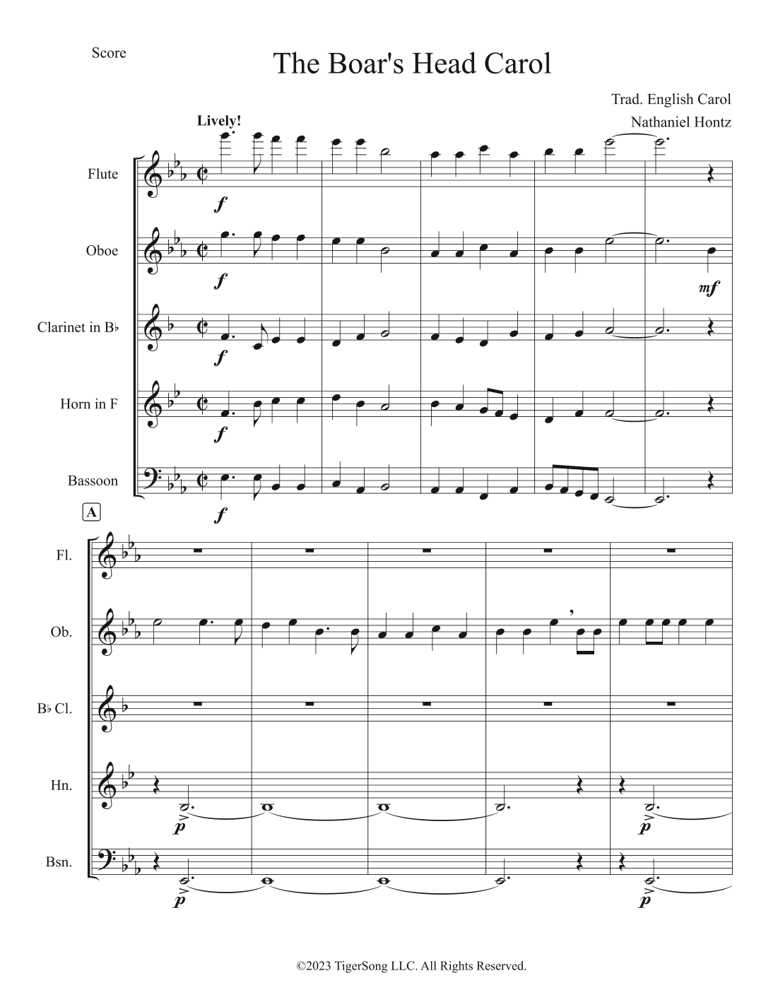The Boar's Head Carol (English Carol) for Woodwind Quintet (arr. Nathaniel Hontz)