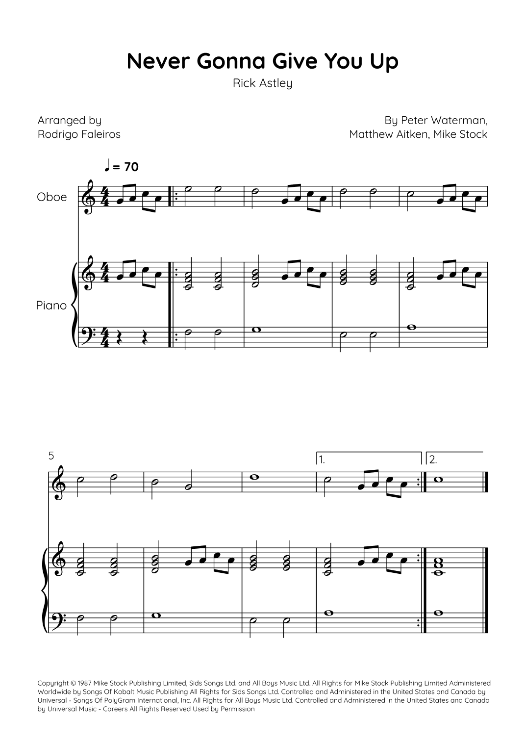 Never Gonna Give You Up (arr. Rodrigo Faleiros)
