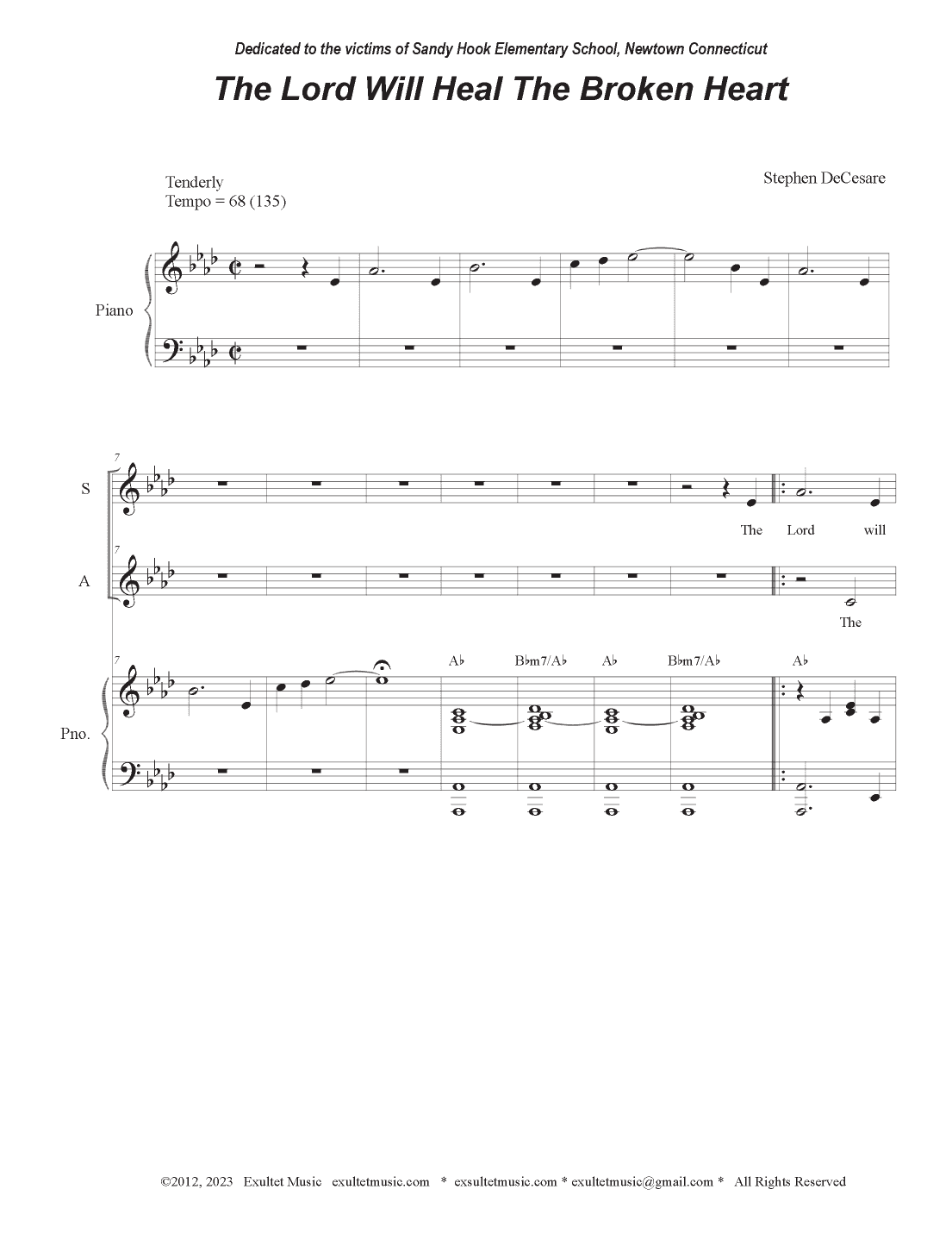 The Lord Will Heal The Broken Heart (2-part choir - (SA)