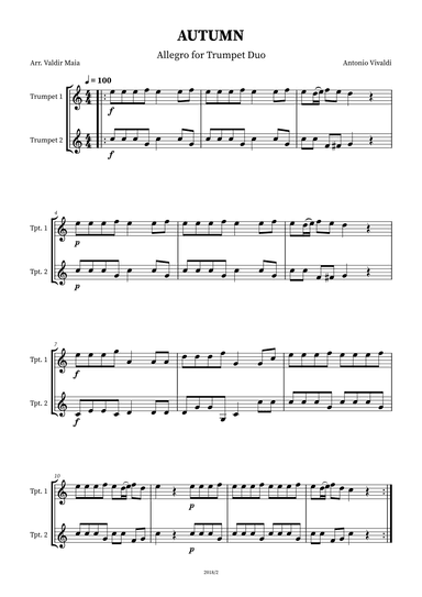 Autumn - The Four Seasons for Trumpet Duo (arr. Valdir Maia)
