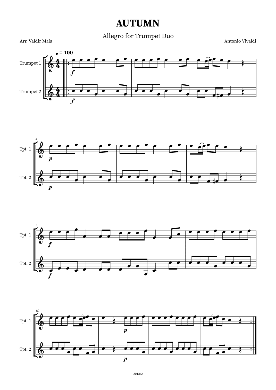 Autumn - The Four Seasons for Trumpet Duo (arr. Valdir Maia)