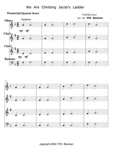 We Are Climbing Jacob's Ladder - woodwind quartet 1 (arr. Phil Beaman)