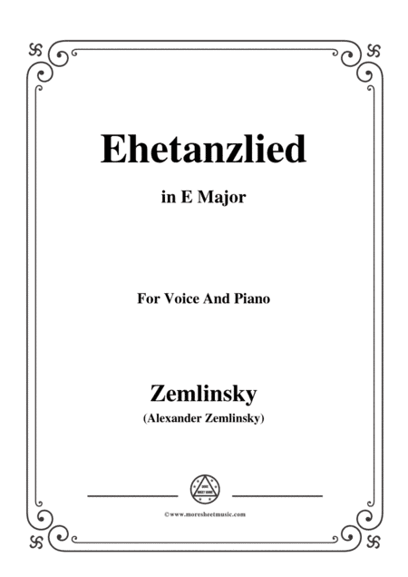 Zemlinsky-Ehetanzlied in E Major (arr. MSM)