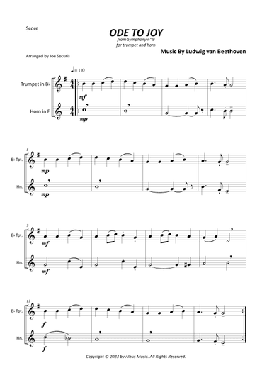 Ode To Joy (arr. Joe Securis)