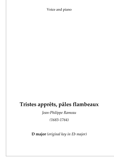 Tristes apprêts, pâles flambeaux (D) (arr. Jean-Philippe Rameau)