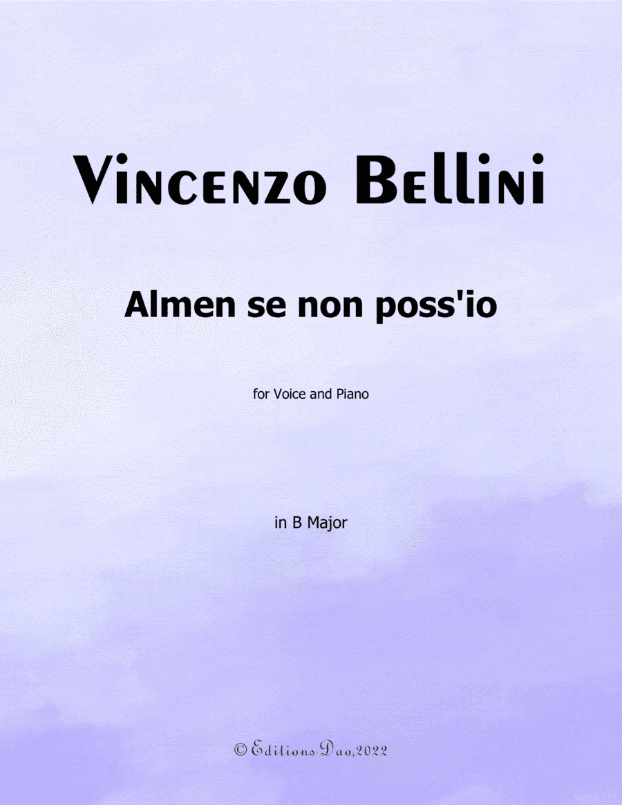 Almen se non poss'io, by Bellini, in C Major (arr. Editions Dao)