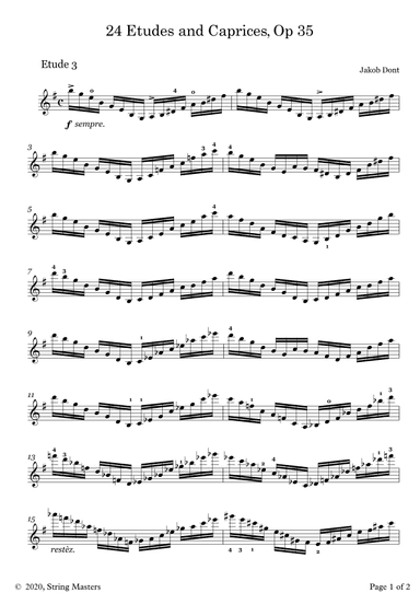 DONT 24 Etudes and Caprices Op35, for Violin No 03 (arr. String Masters)