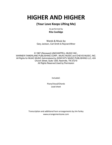 (your Love Has Lifted Me) Higher And Higher (arr. Jim Farley www.arrangementsone.com)