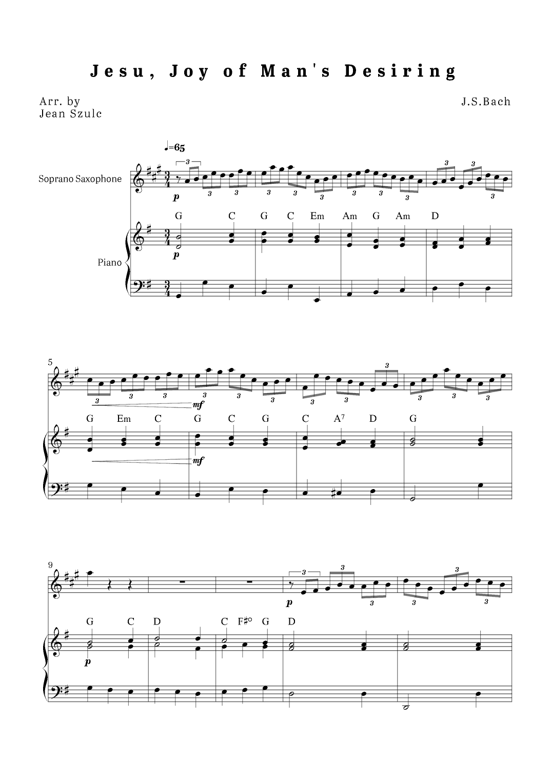 Jesu, Joy of Man's Desiring (arr. Jean Szulc)