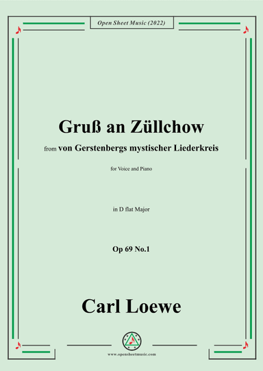 Loewe-Gruß an Züllchow,Op 69 No.1,in D flat minor (arr. OSM Press)