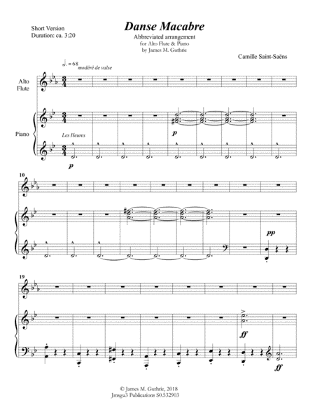 Saint-Saëns: Danse Macabre for Alto Flute & Piano Short Version (arr. James M. Guthrie)