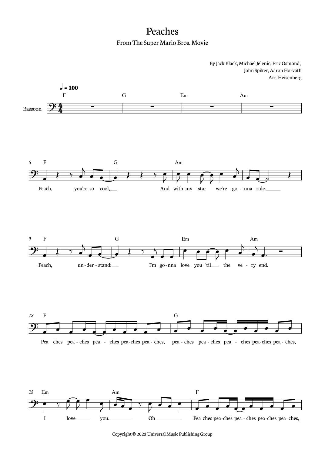 Peaches (arr. Heisenberg)