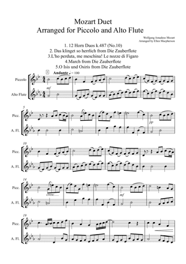 Mozart Duet arranged for Piccolo and Alto Flute (arr. Ellen Macpherson)