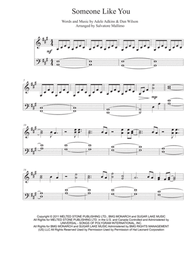 Someone Like You (arr. Salvatore Mallimo)