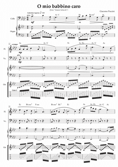 "O mio babbino caro" - arranged for flute, cello, keyboard, and guitar (arr. Benson Kwan)