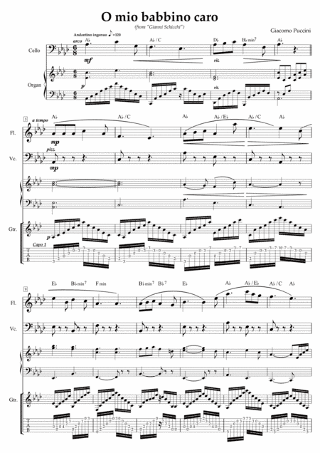 "O mio babbino caro" - arranged for flute, cello, keyboard, and guitar (arr. Benson Kwan)