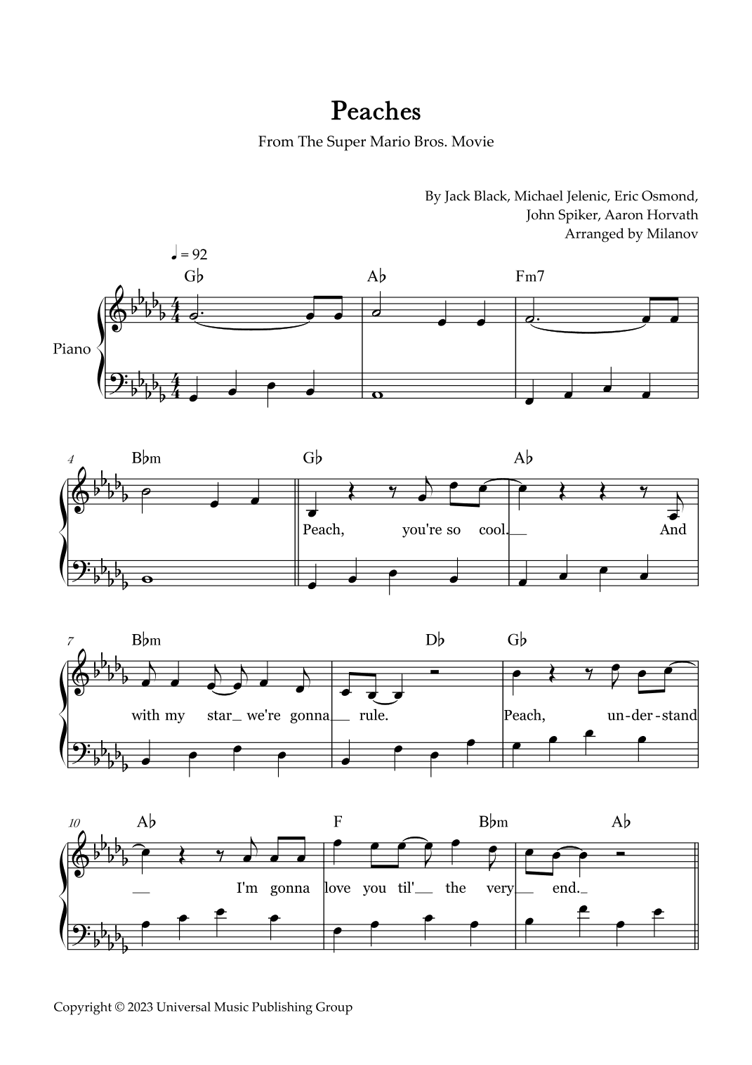 Peaches (arr. Milanov)