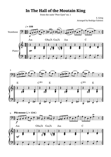 In the Hall of the Mountain King (for trombone solo w/ piano accompaniment) (arr. Rodrigo Faleiros)