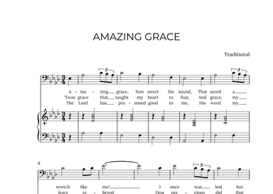 AMAZING GRACE - for piano and baritone in Ab major (arr. Alex Nunes Rodrigues)