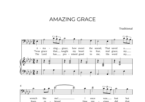 AMAZING GRACE - for piano and baritone in Ab major (arr. Alex Nunes Rodrigues)