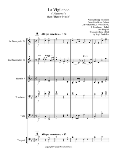La Vigilance (from "Heroic Music") (Bb) (Brass Quintet - 2 Trp, 1, Hrn, 1 Trb, 1 Tuba, Timp) (arr. Regis Bookshar)