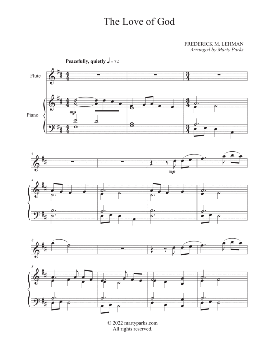 The Love of God (Flute-Piano) (arr. Marty Parks)
