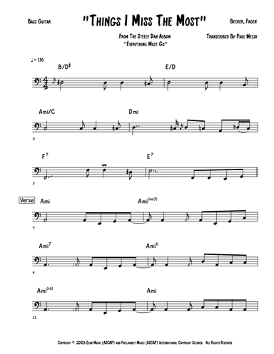 Things I Miss The Most (arr. Accubass)