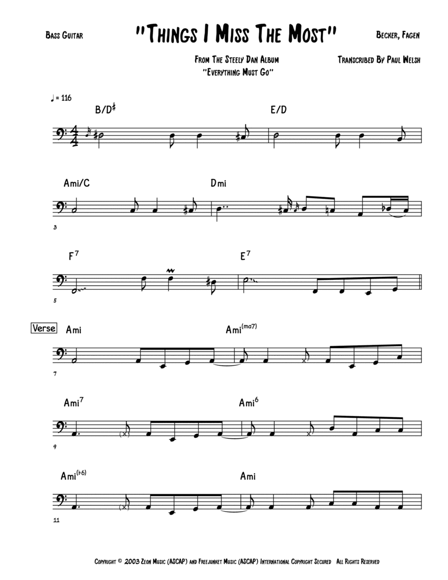 Things I Miss The Most (arr. Accubass)