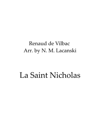 La Saint Nicholas (arr. Nick M Lacanski)