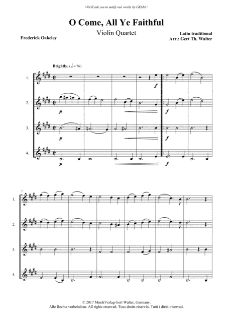 O Come, All Ye Faithful (arr. Gert Th. Walter)