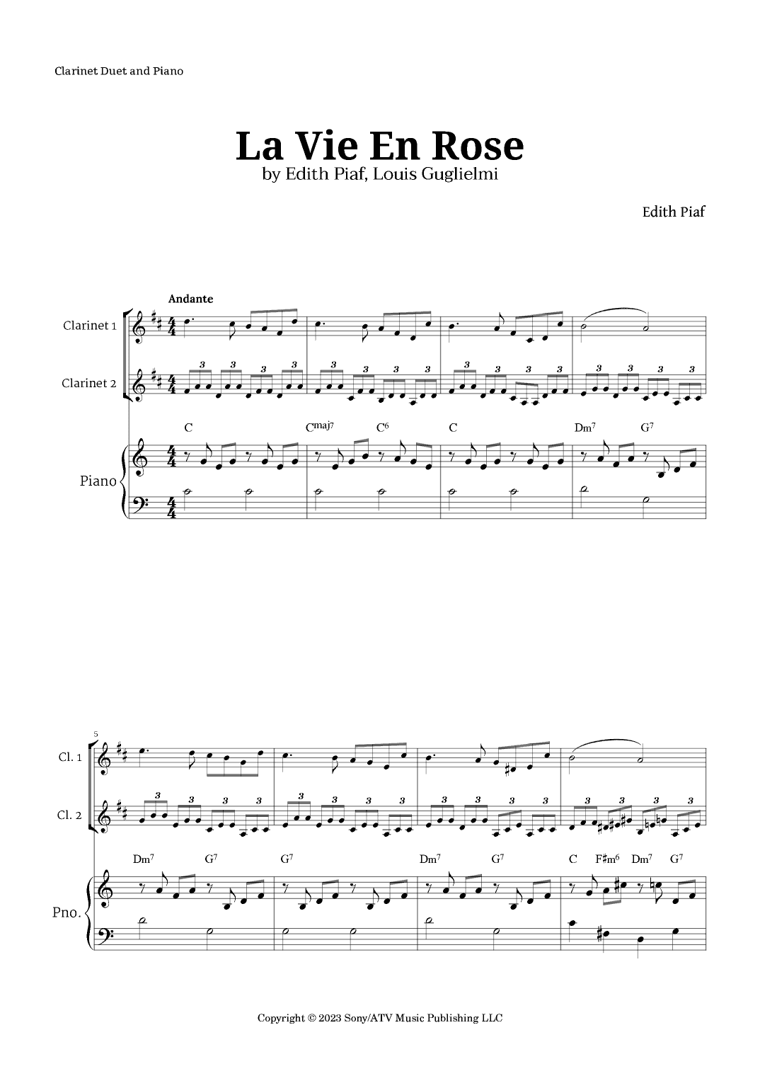 La Vie En Rose (arr. Langanho)