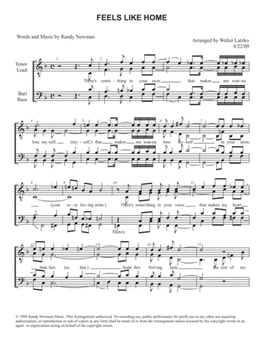 Feels Like Home (arr. Walter Latzko)