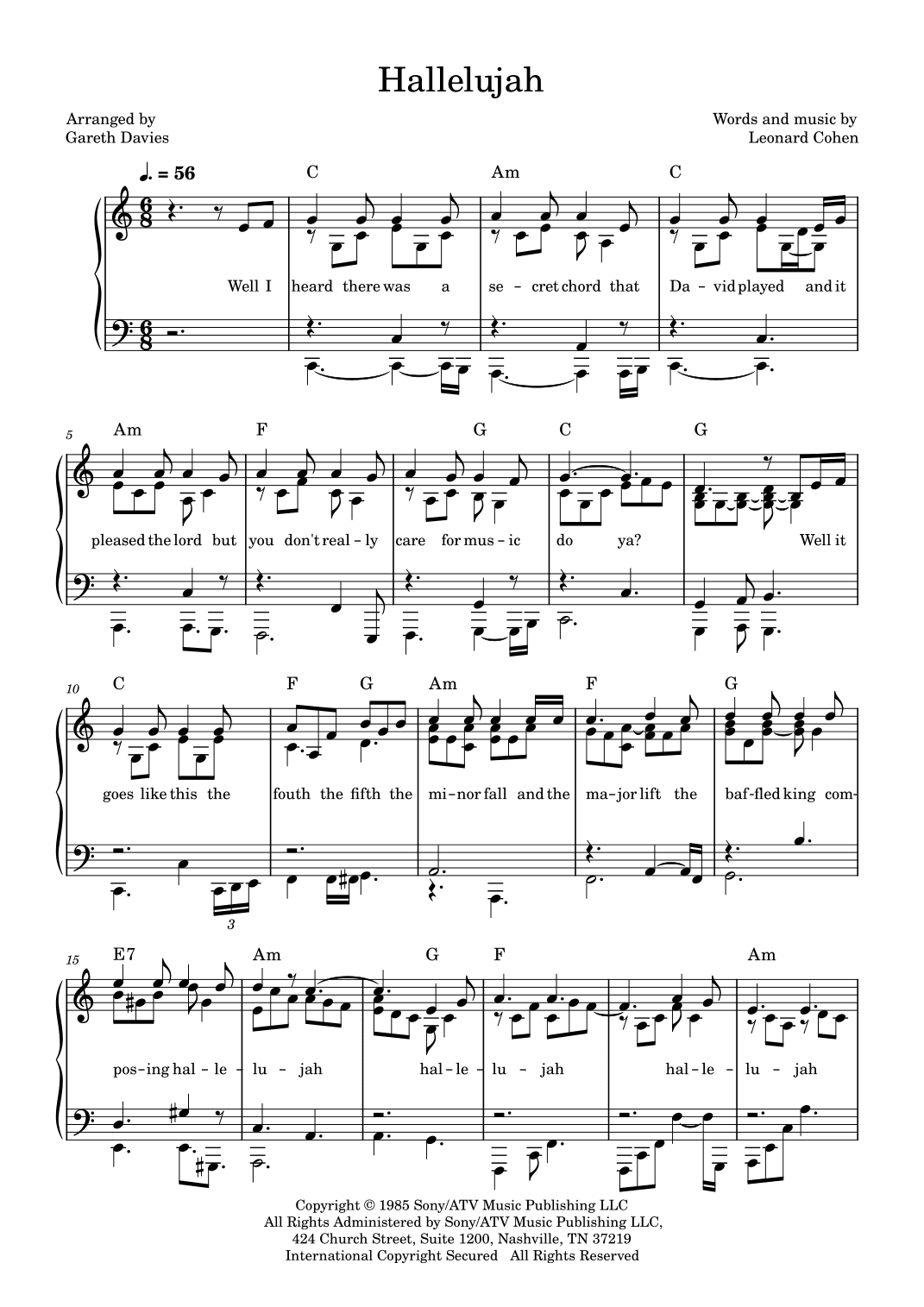 Hallelujah (arr. Gareth Davies)