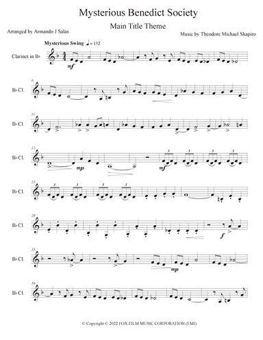 The Mysterious Benedict Society Main Title Theme (arr. Armando J Salas)