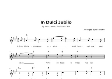 In Dulci Jubilo (Key of A Major) (arr. R. Salvario)