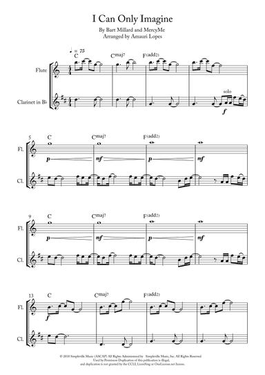 I Can Only Imagine (arr. Amauri Lopes)