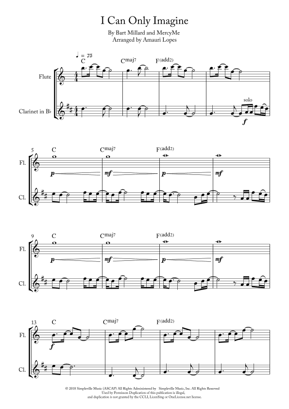 I Can Only Imagine (arr. Amauri Lopes)