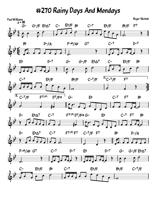Rainy Days And Mondays (arr. John Fries)