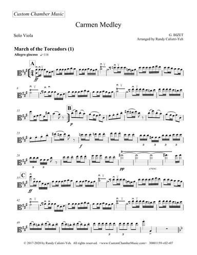 Bizet Carmen Medley (solo viola) (arr. Randy Calistri-Yeh)