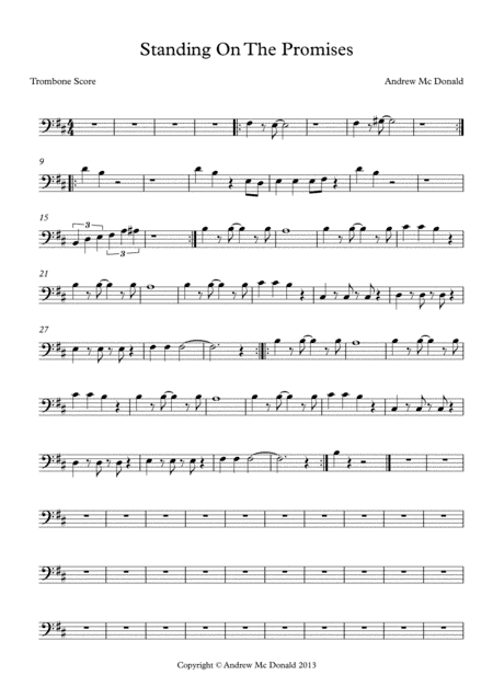 Standing On The Promises Bb Trombone Score