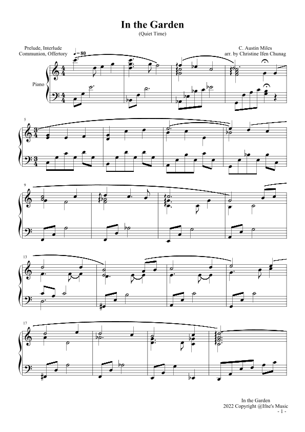 In the Garden, Quiet Time (arr. Ifen Chuang)