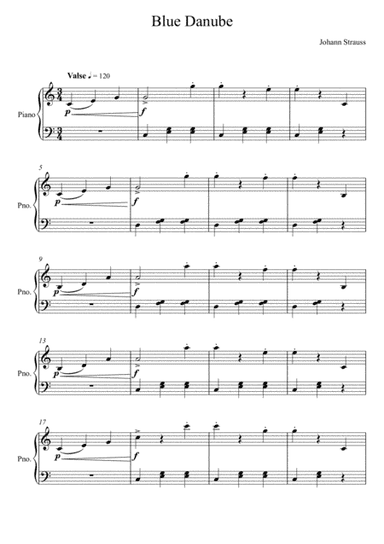 Johann Strauss - Blue Danube (Piano Solo) Very Easy Version (arr. André Laitano)