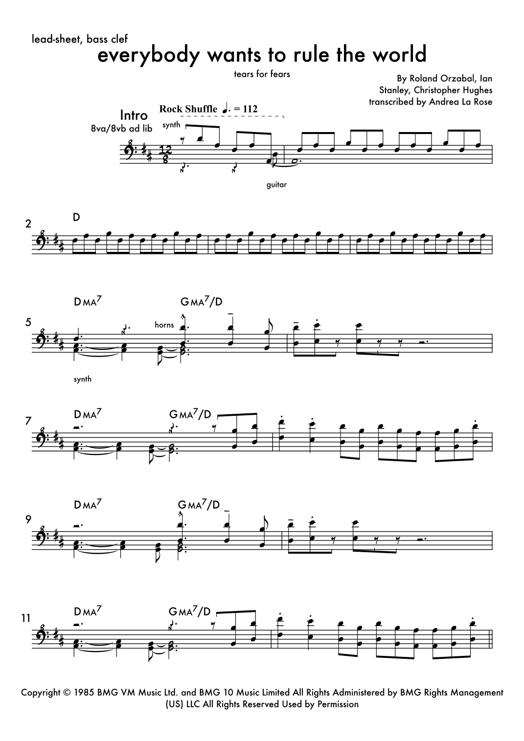 Everybody Wants To Rule The World (arr. Andrea La Rose)