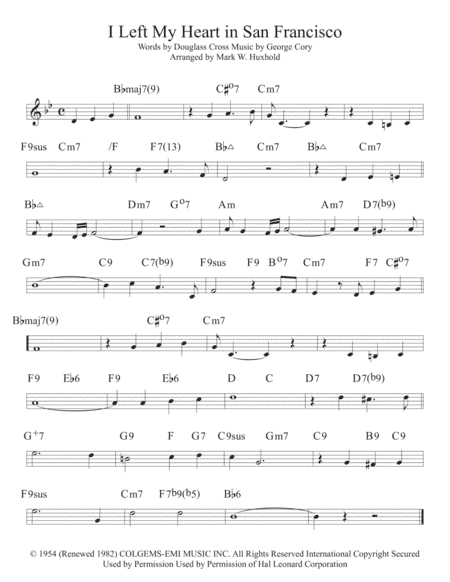 I Left My Heart In San Francisco (arr. Mark W. Huxhold)