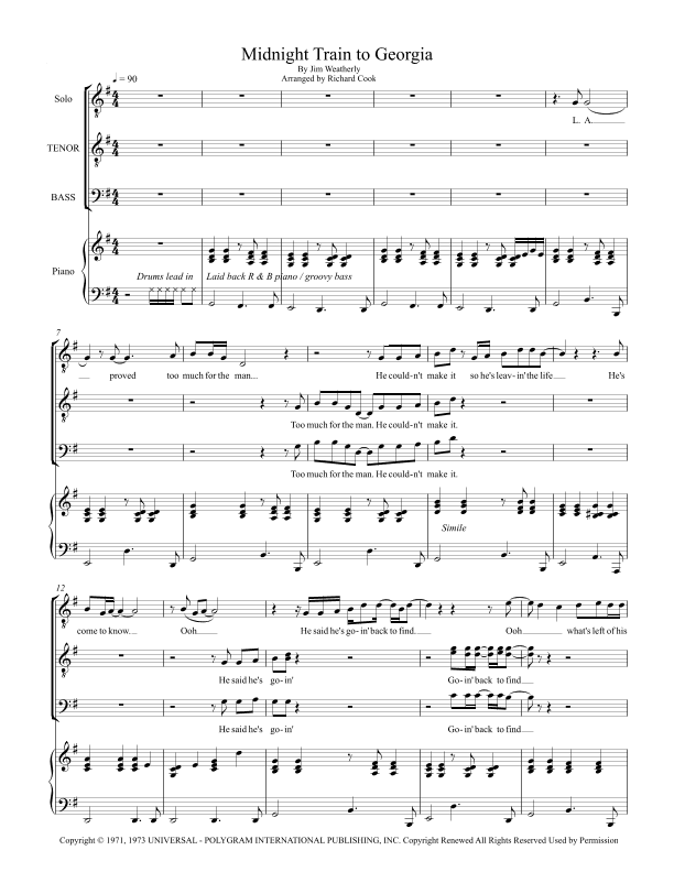 Midnight Train To Georgia (arr. Richard Cook)